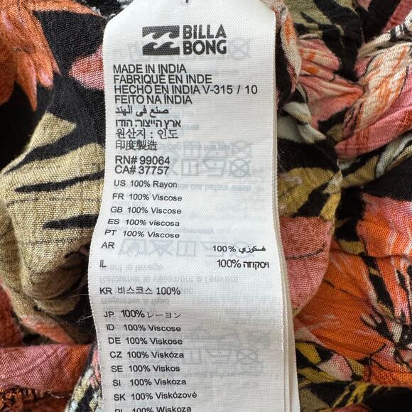 Billabong Heart Beats Black Tropical Floral Print Wide-Leg Pants Small - Picture 7 of 9